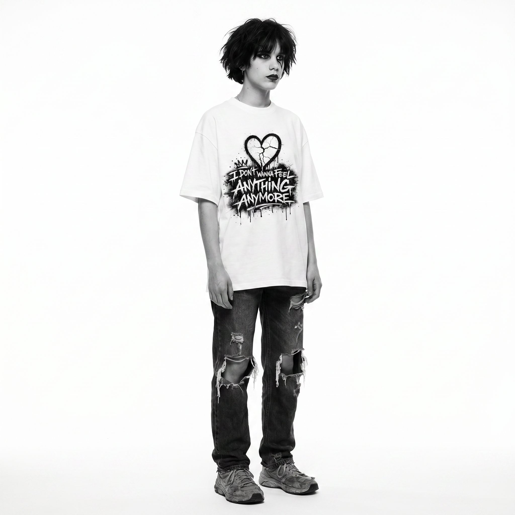 Unisex Organic Oversized High Neck T-shirt - Heart